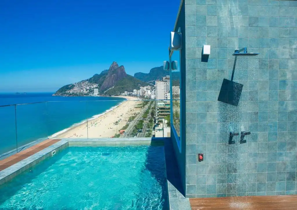 Sol Ipanema Hotel rooftop pool overlooking the beach