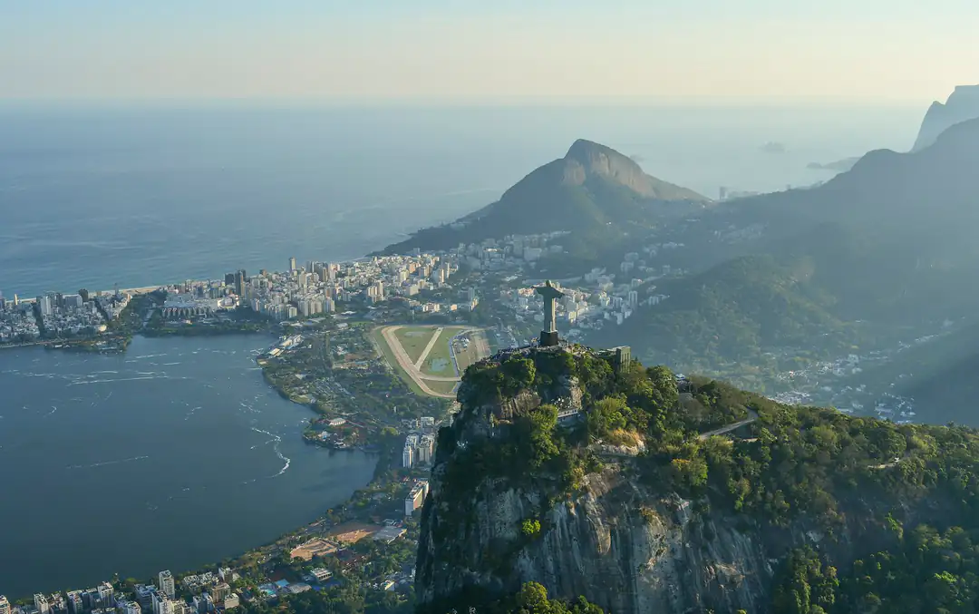 Christ the Redeemer above Rio de Janeiro and Guanabara Bay