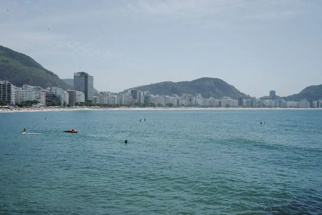 The broad curve of Copacabana Beach and its city skyline