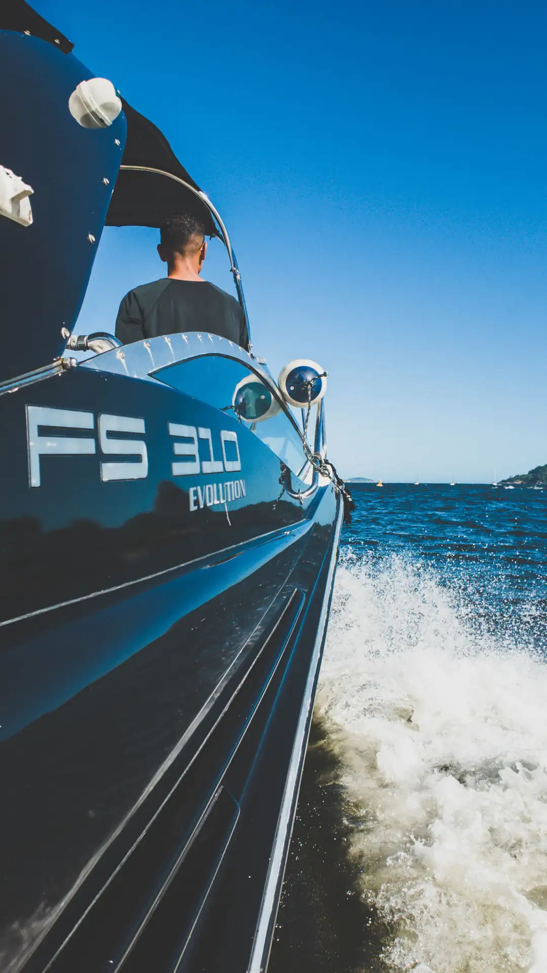 Private motorboat cruising off the Rio de Janeiro coast