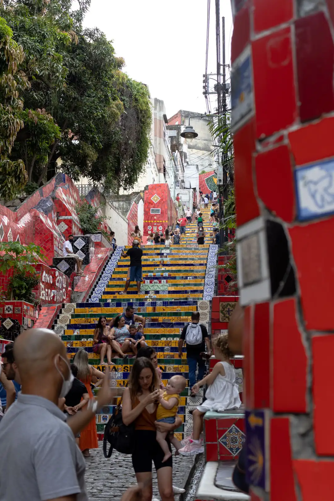 The colourful tiled Selarón Steps between Lapa and Santa Teresa