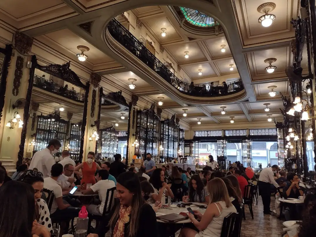 Historic dining room of Confeitaria Colombo in Centro