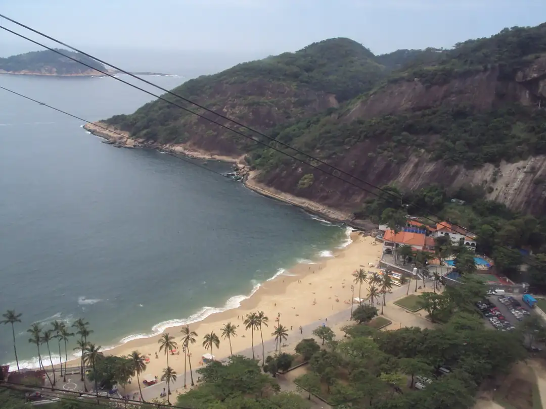Praia Vermelha and Sugarloaf cable car seen from above