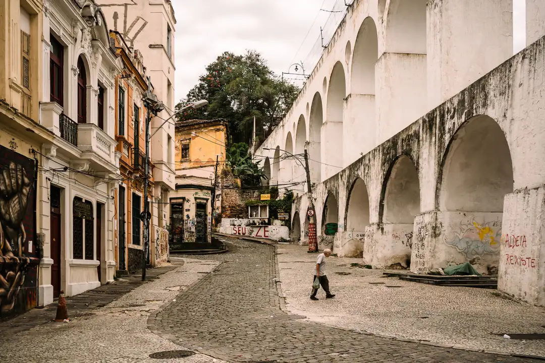 The historic Arcos da Lapa and surrounding streets in Rio de Janeiro