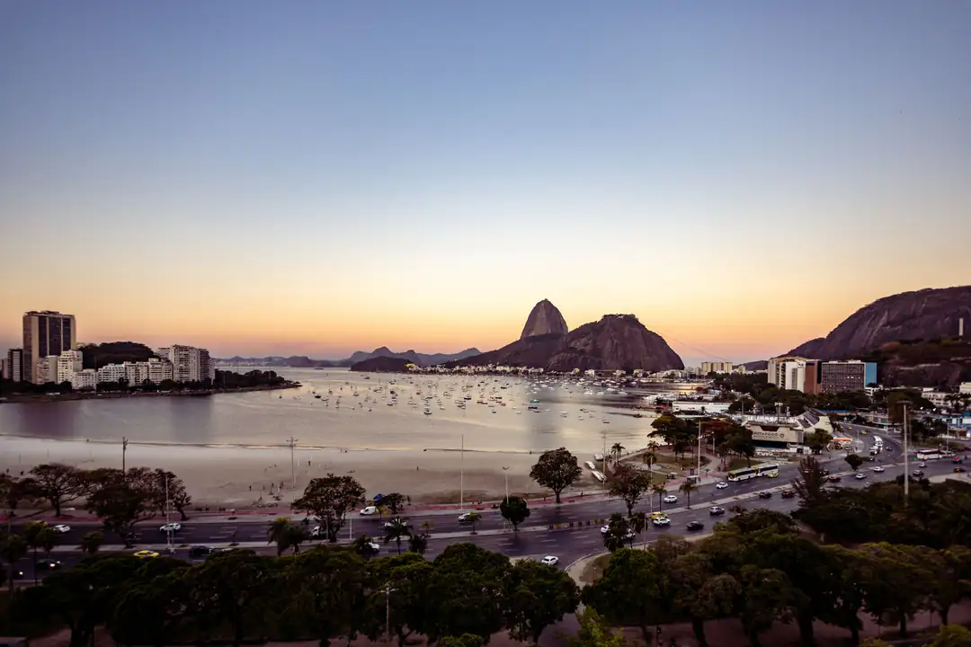 Botafogo Beach and Sugarloaf Mountain at dusk