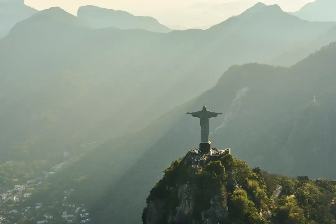 Christ the Redeemer above Rio de Janeiro in dramatic sunlight