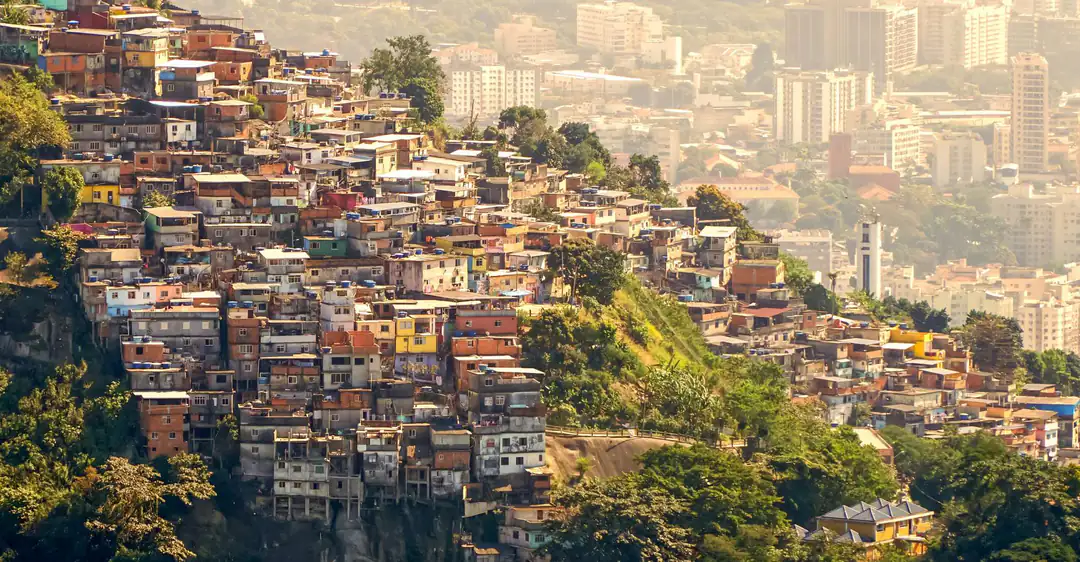Rocinha homes climbing a hillside above Rio de Janeiro