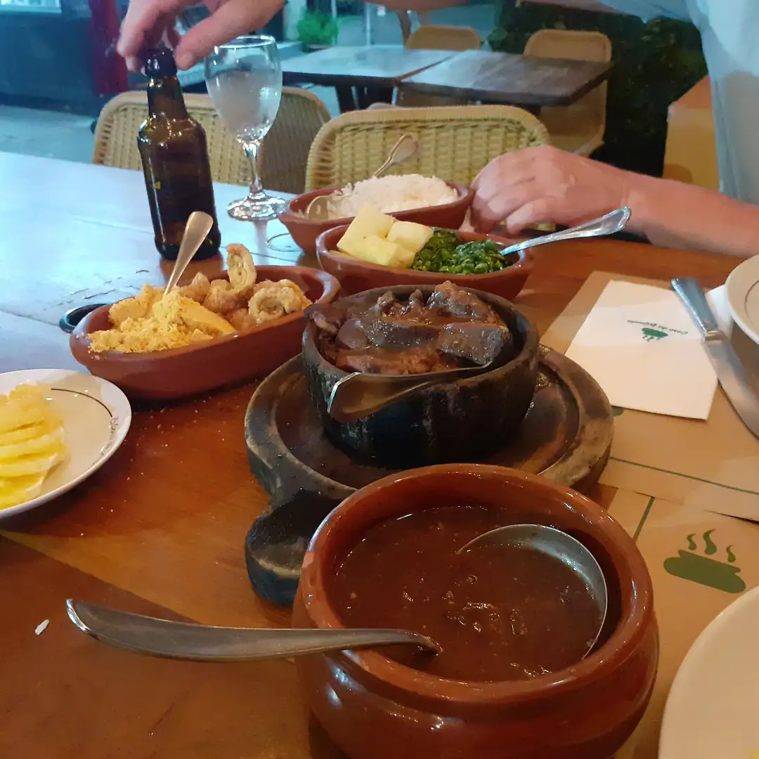 Feijoada and side dishes at Casa da Feijoada in Ipanema