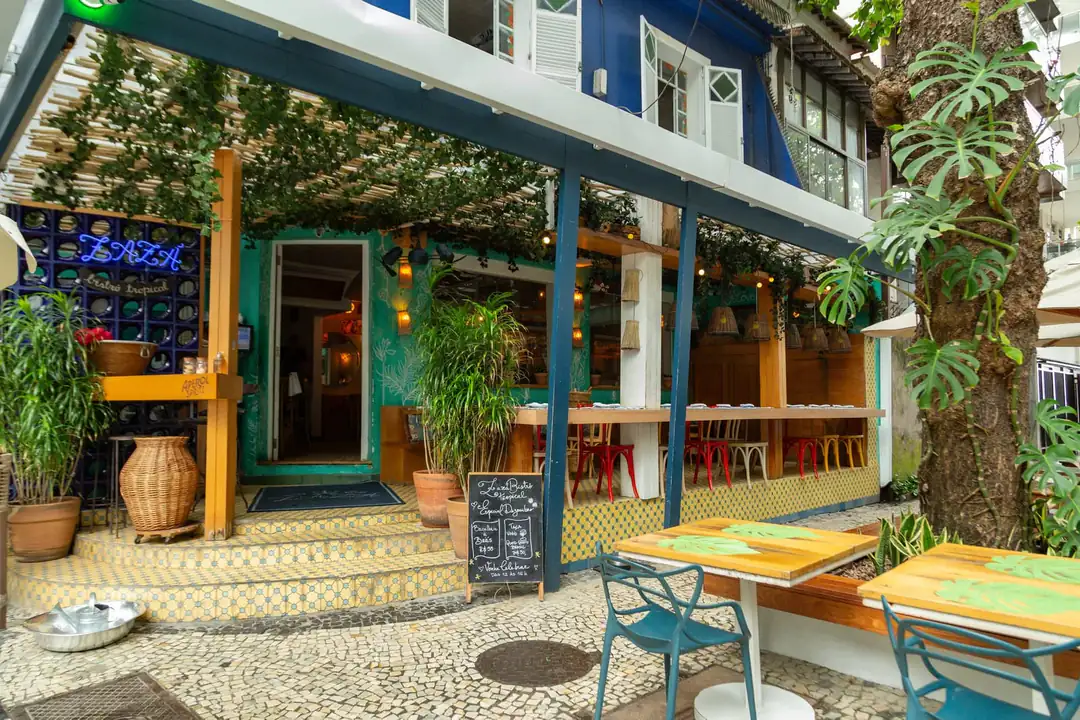 The entrance to Zazá Bistrô Tropical in Ipanema